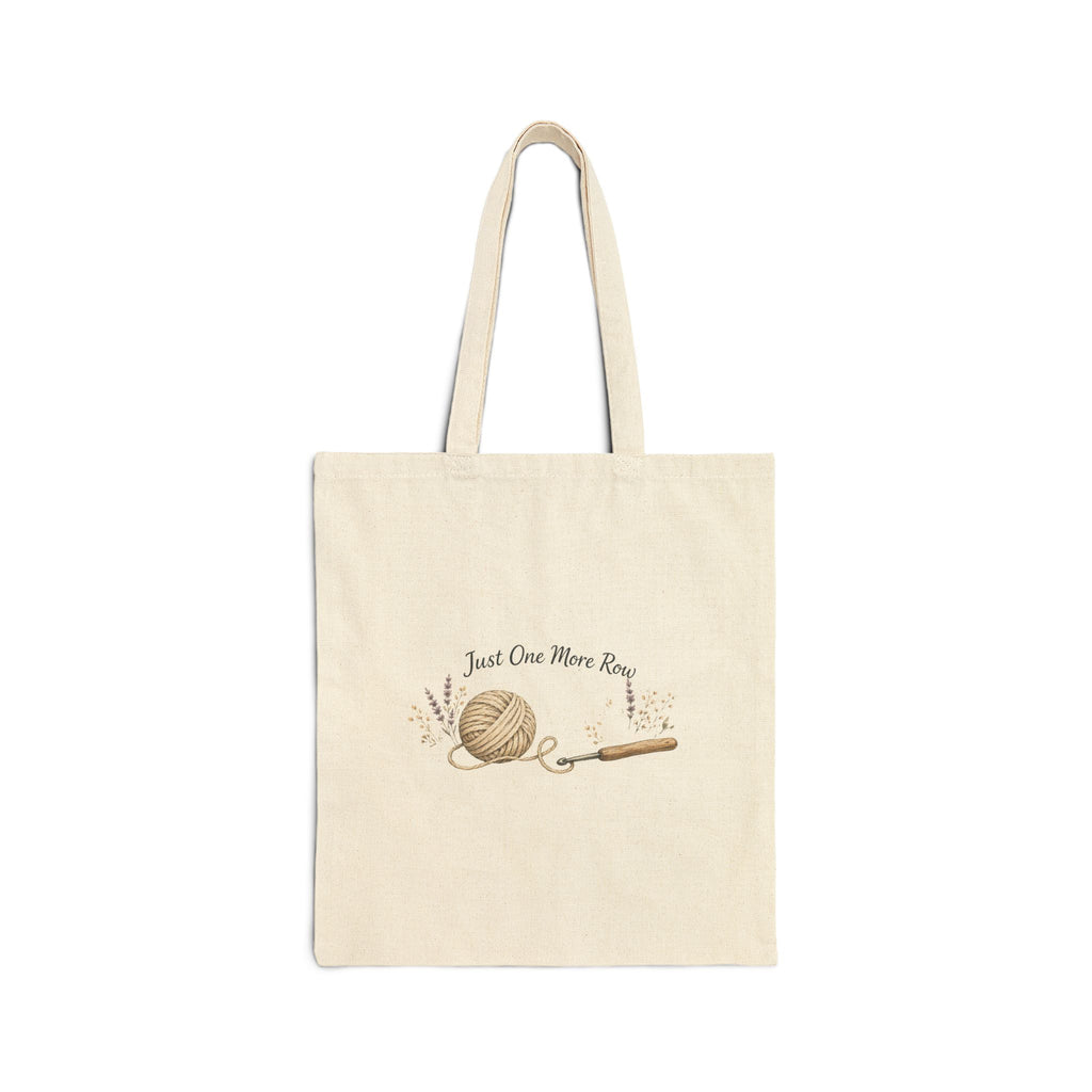 Just One More Row Crochet tote bag | Canvas Tote, Yarn and Hook Illustration