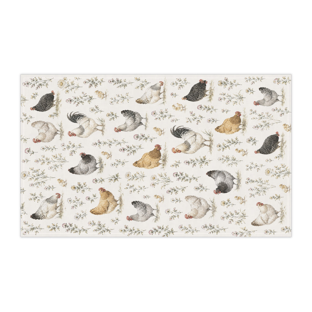 Farmhouse Chicken Tea Towel — Watercolor Hen Kitchen Towel