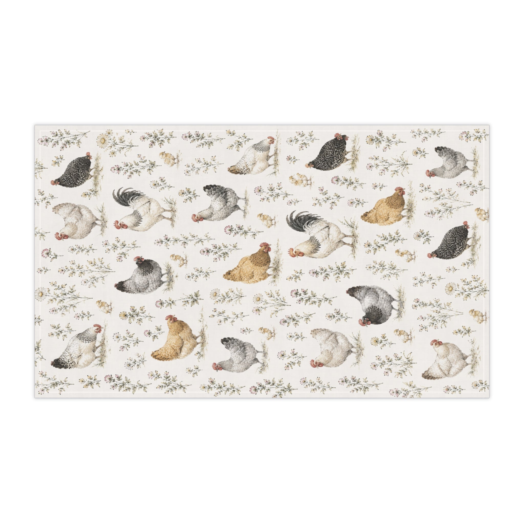 Farmhouse Chicken Tea Towel — Watercolor Hen Kitchen Towel