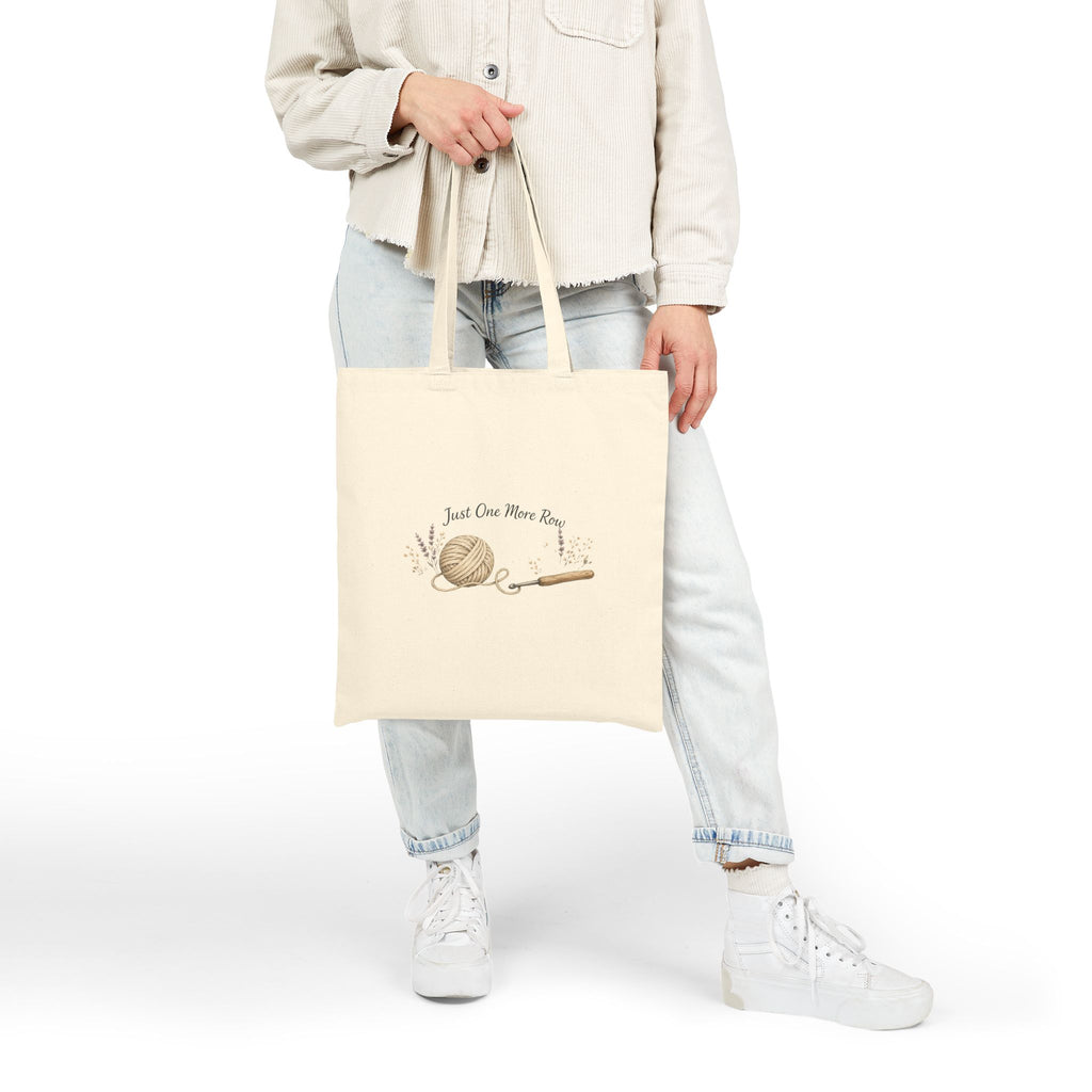 Just One More Row Crochet tote bag | Canvas Tote, Yarn and Hook Illustration