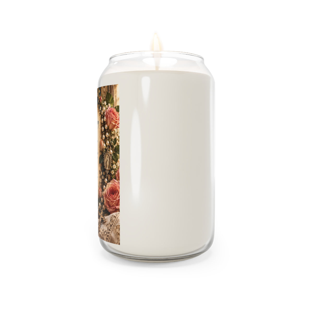 Hail Mary Prayer Soy Candle — 13.75oz Floral Devotional Candle