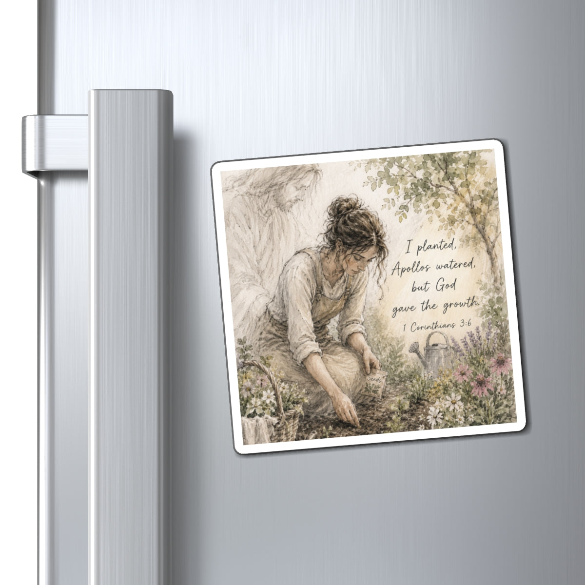 Gardening with God Magnet | 1 Corinthians 3:6 Scripture