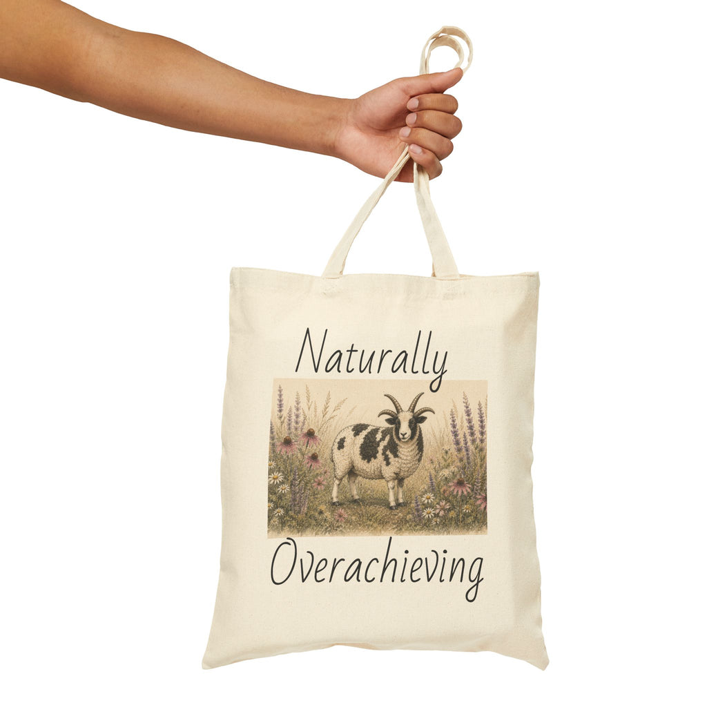 Naturally Overachieving Jacob Sheep Tote Bag | Canvas Farm Tote
