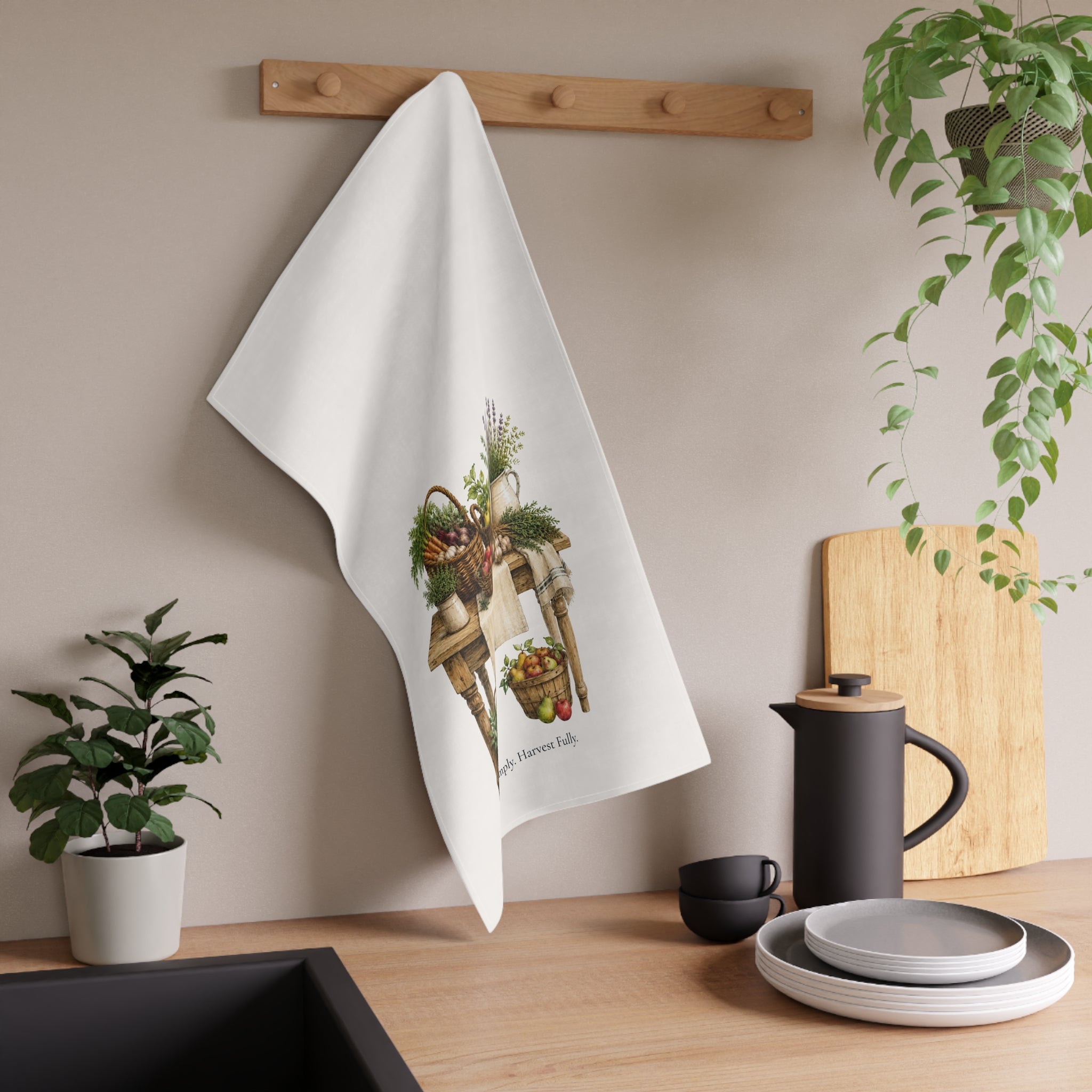 Garden Harvest Kitchen Towel | Rustic Cottage Decor