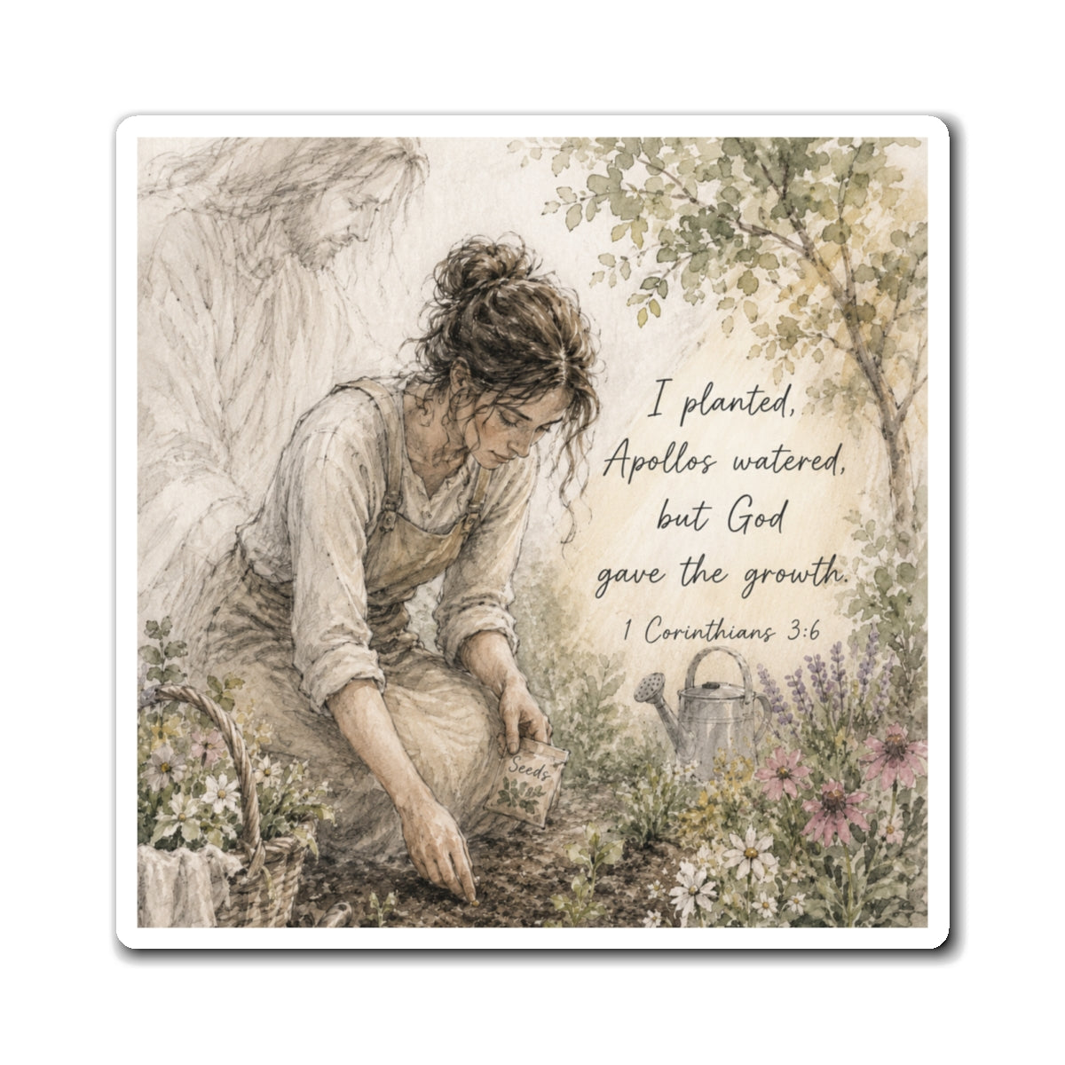 Gardening with God Magnet | 1 Corinthians 3:6 Scripture