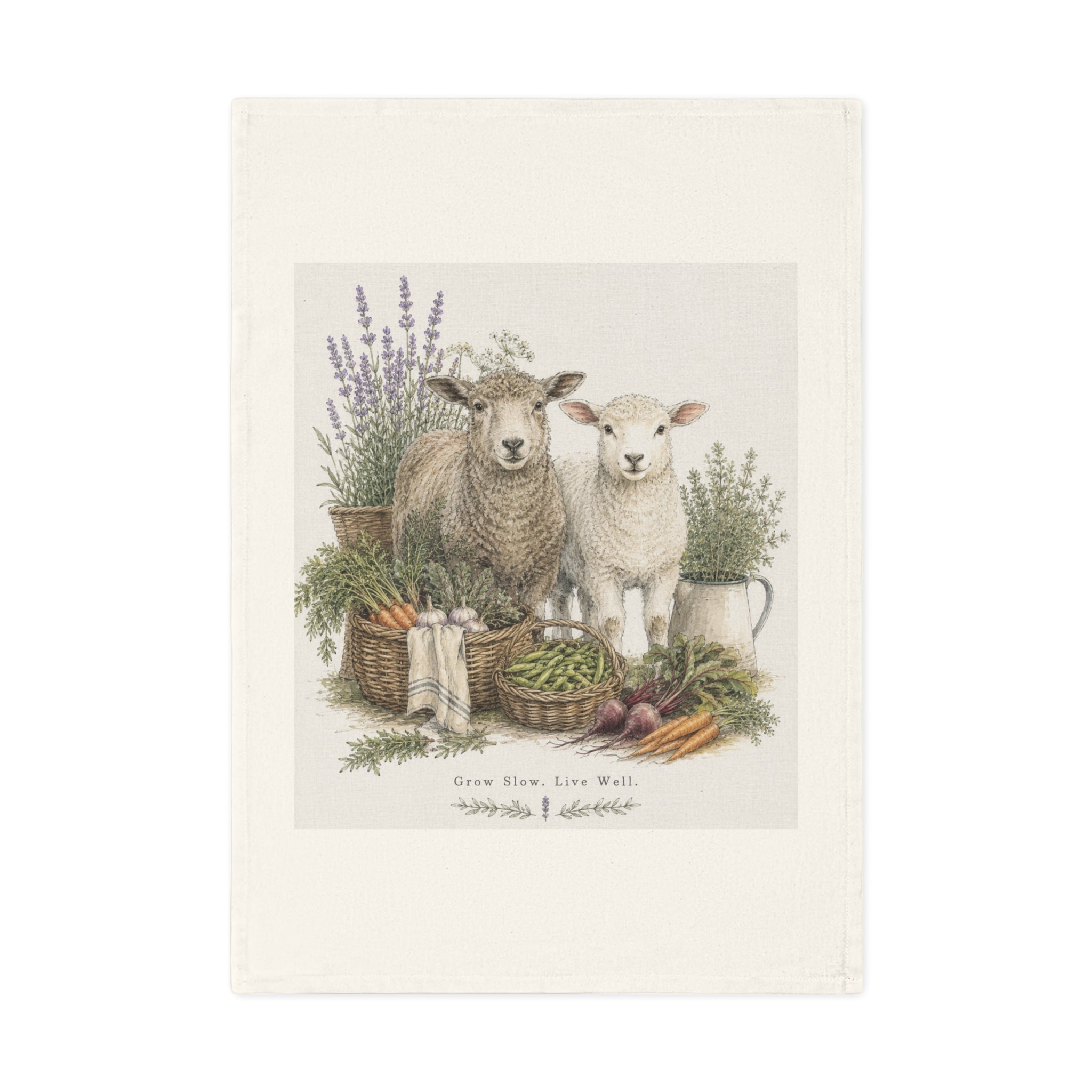 Farmhouse Sheep Cotton Tea Towel | Rustic Kitchen Linen