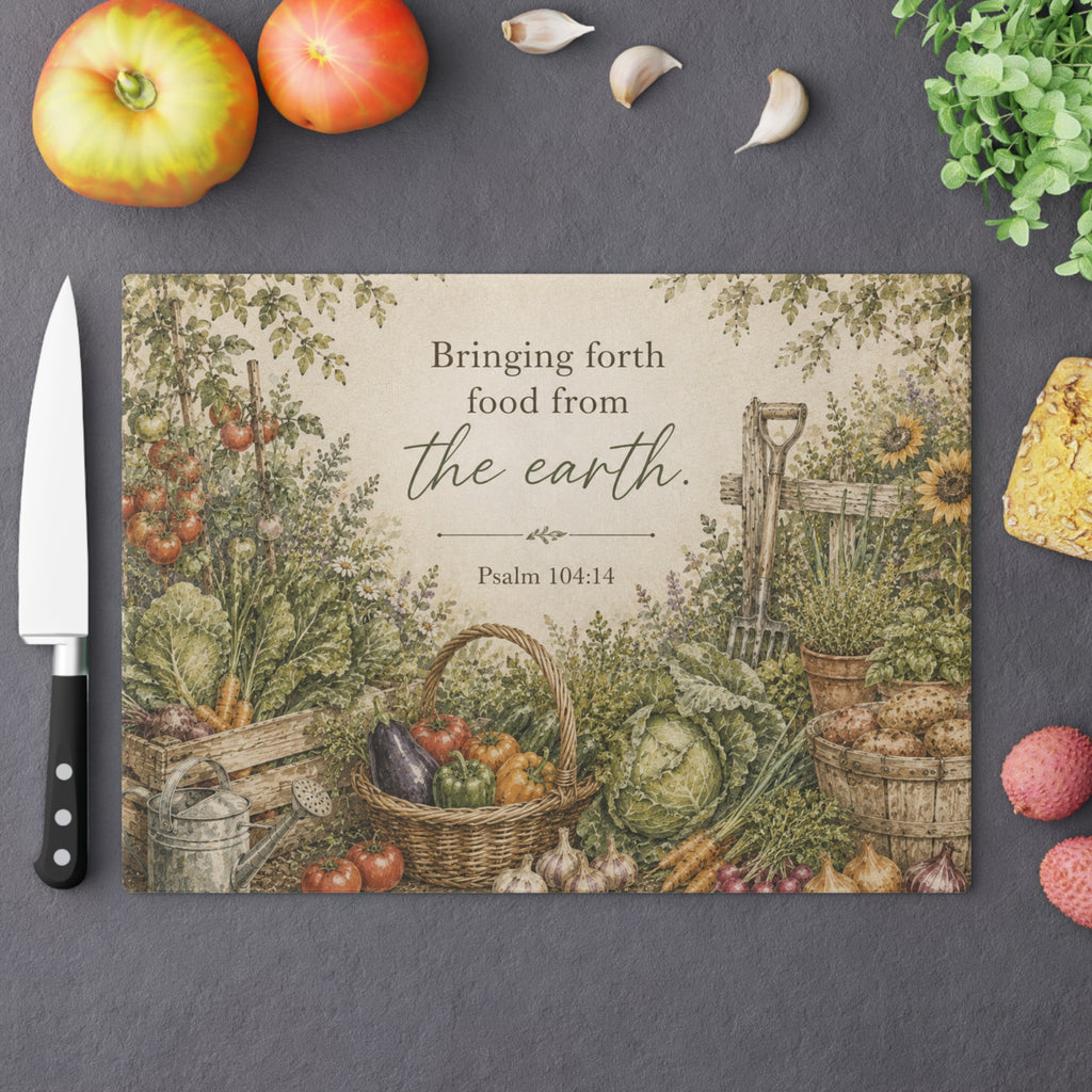 Psalm 104:14 Garden Cutting Board — Bringing Forth Food From the Earth