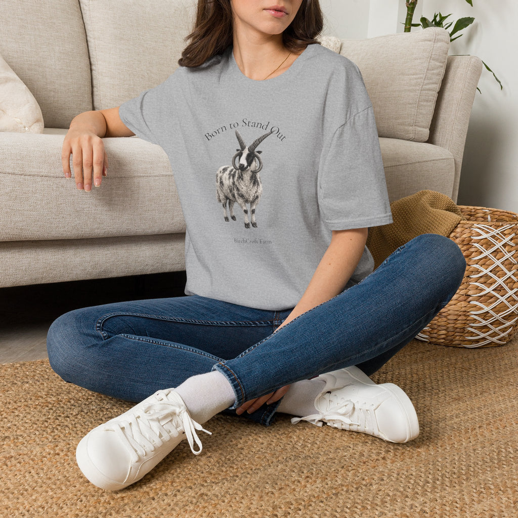Born to Stand Out Jacob Sheep T-Shirt | 100% Cotton Farmhouse Graphic Tee | Four-Horn Sheep Shirt |