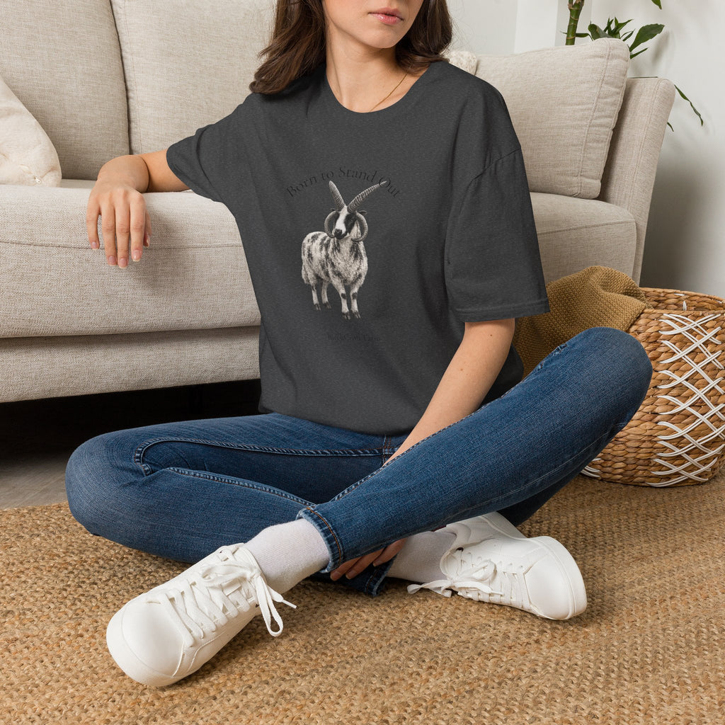 Born to Stand Out Jacob Sheep T-Shirt | 100% Cotton Farmhouse Graphic Tee | Four-Horn Sheep Shirt |