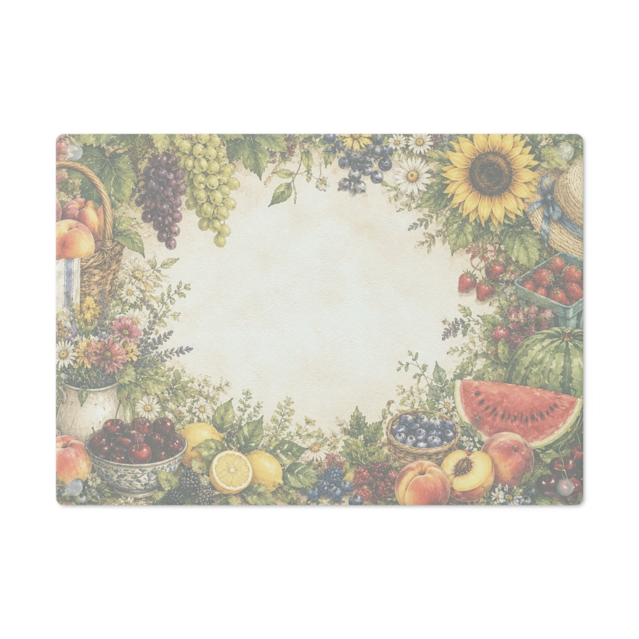 Sunflower and Fruit Cutting Board | Vintage Fruit Kitchen Decor