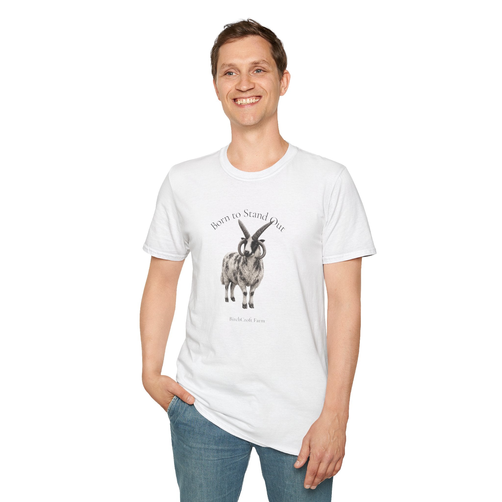 Born to Stand Out Jacob Sheep T-Shirt | 100% Cotton Farmhouse Graphic Tee | Four-Horn Sheep Shirt |