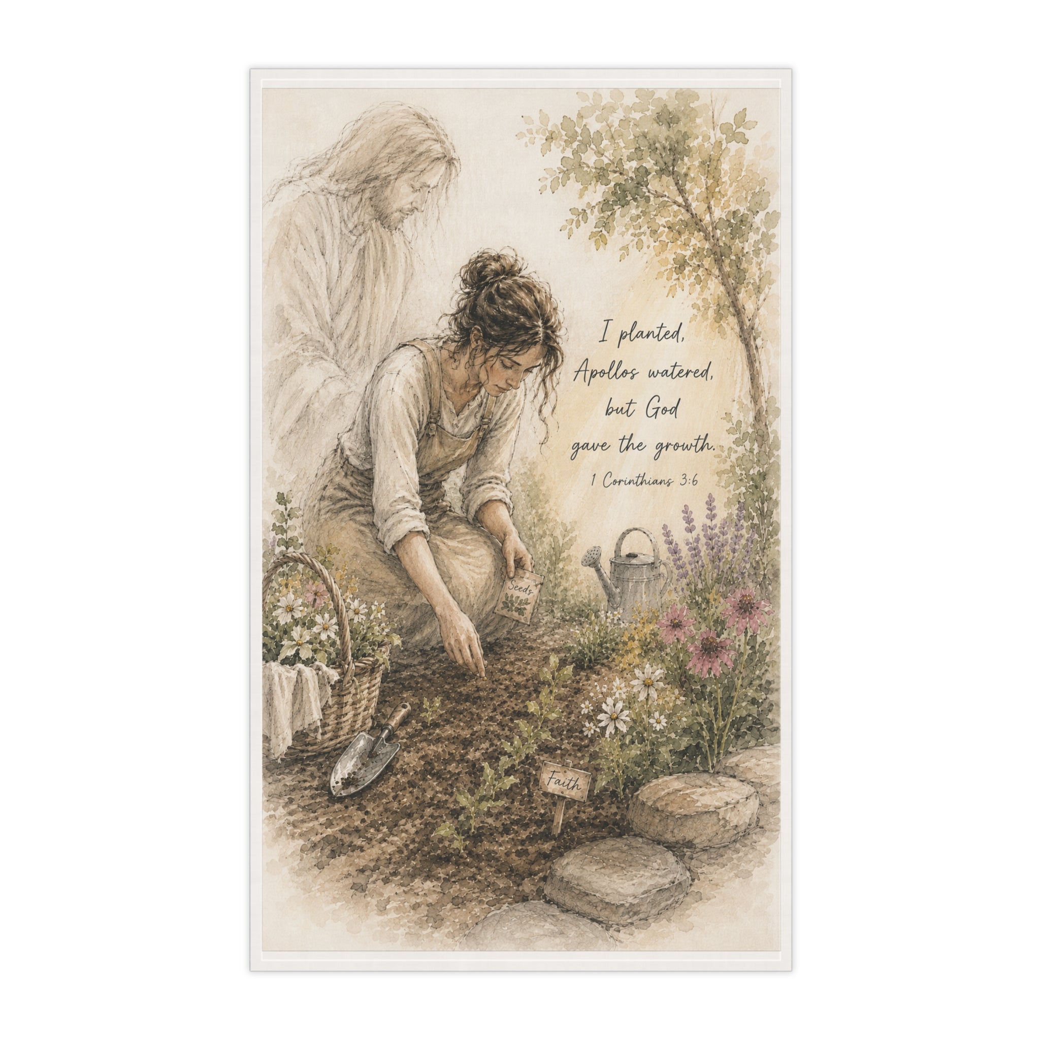 Gardening with God Tea Towel | Christian kitchen decor