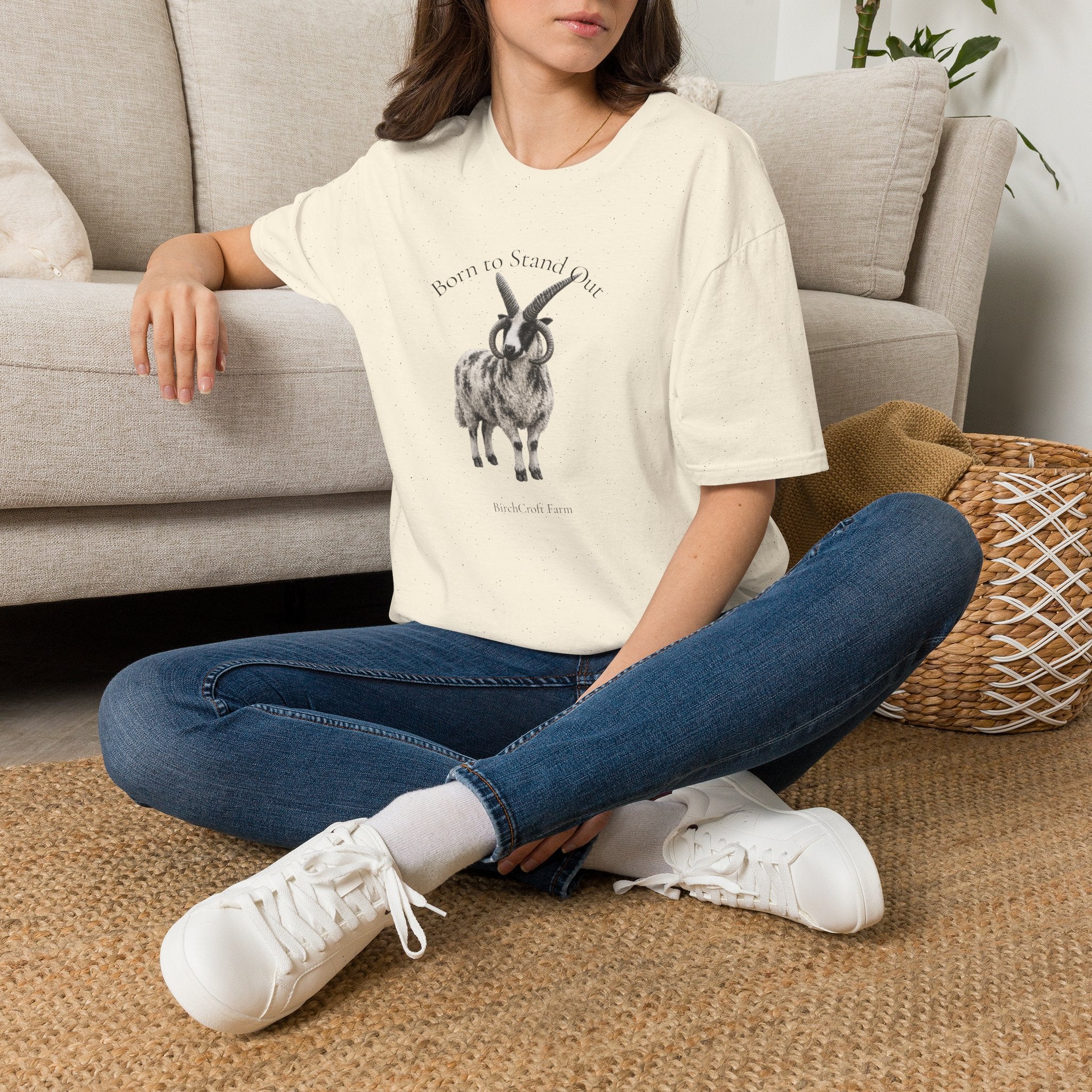 Born to Stand Out Jacob Sheep T-Shirt | 100% Cotton Farmhouse Graphic Tee | Four-Horn Sheep Shirt |