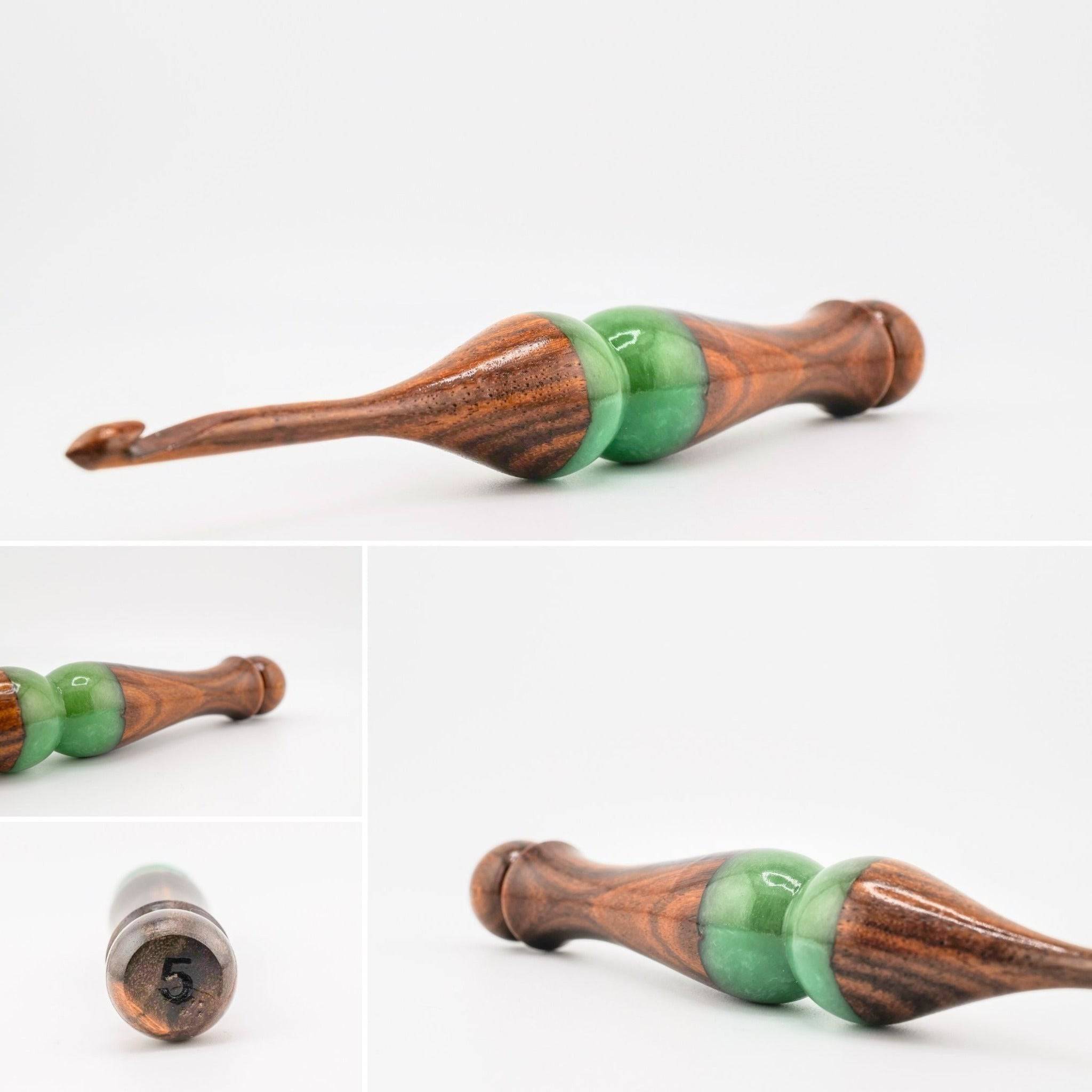 Sparkle Rosewood Ergonomic Crochet Hook – Handcrafted Wood Hook for Crocheters