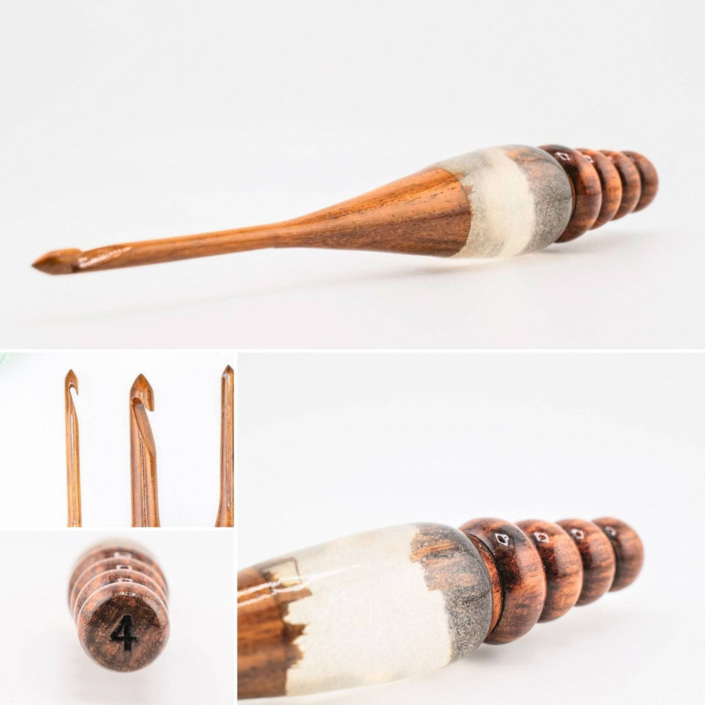 Sparkle Rosewood Ergonomic Crochet Hook – Handcrafted Wood Hook for Crocheters